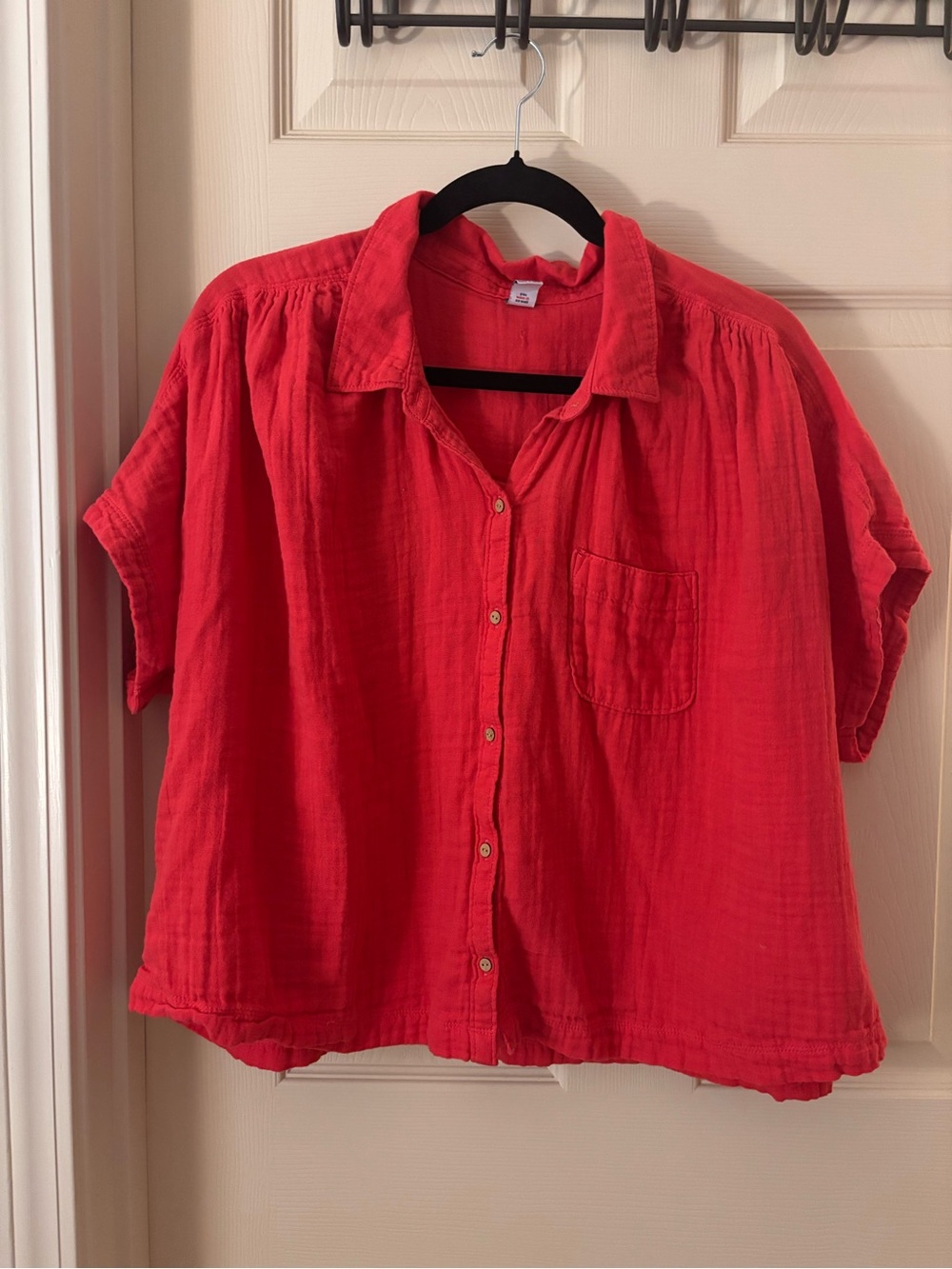 Old Navy coral Button-Front Gauze Shirt
